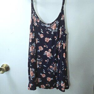 Torrid Size 0 Dark Navy Blue And Pink Floral SUPER Soft Swing Cami